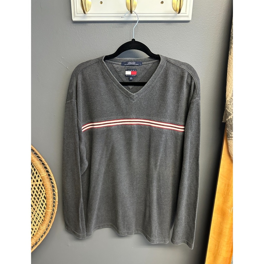 Vintage Y2K Tommy Hilfiger Mens‎ XL Sweater Pullover Rib Knit Long Sleeve V-Neck